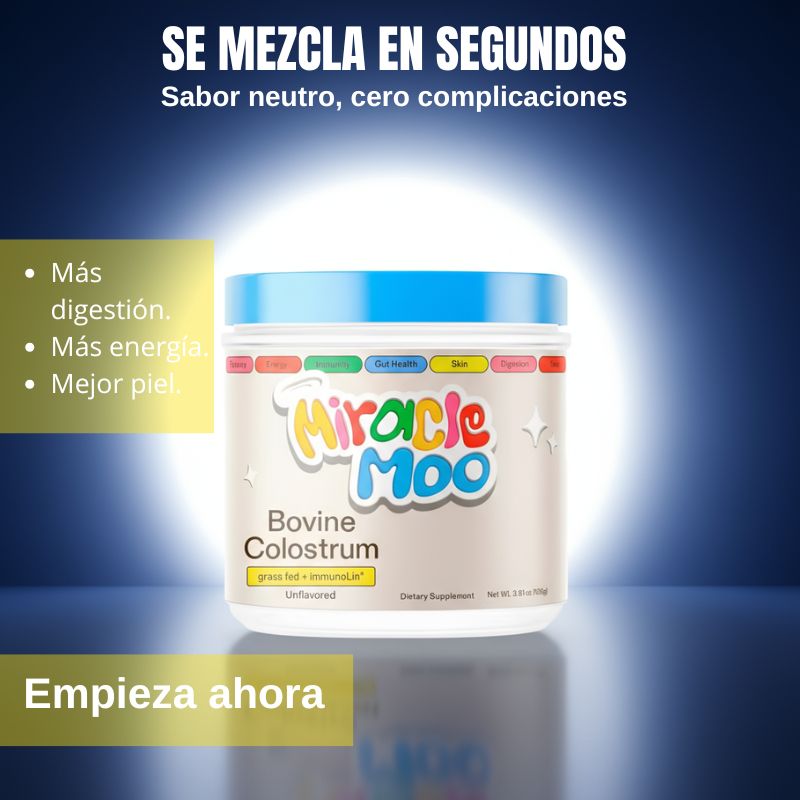 Suplemento alimenticio: Miracle Moo – Colostrum Bovine (Grass-Fed) con ImmunoLin®
