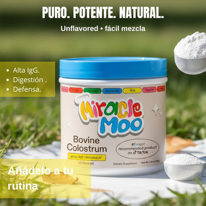 Suplemento alimenticio: Miracle Moo – Colostrum Bovine (Grass-Fed) con ImmunoLin®